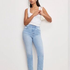Good American Sky Blue Always Fits Good Legs Straight Jeans